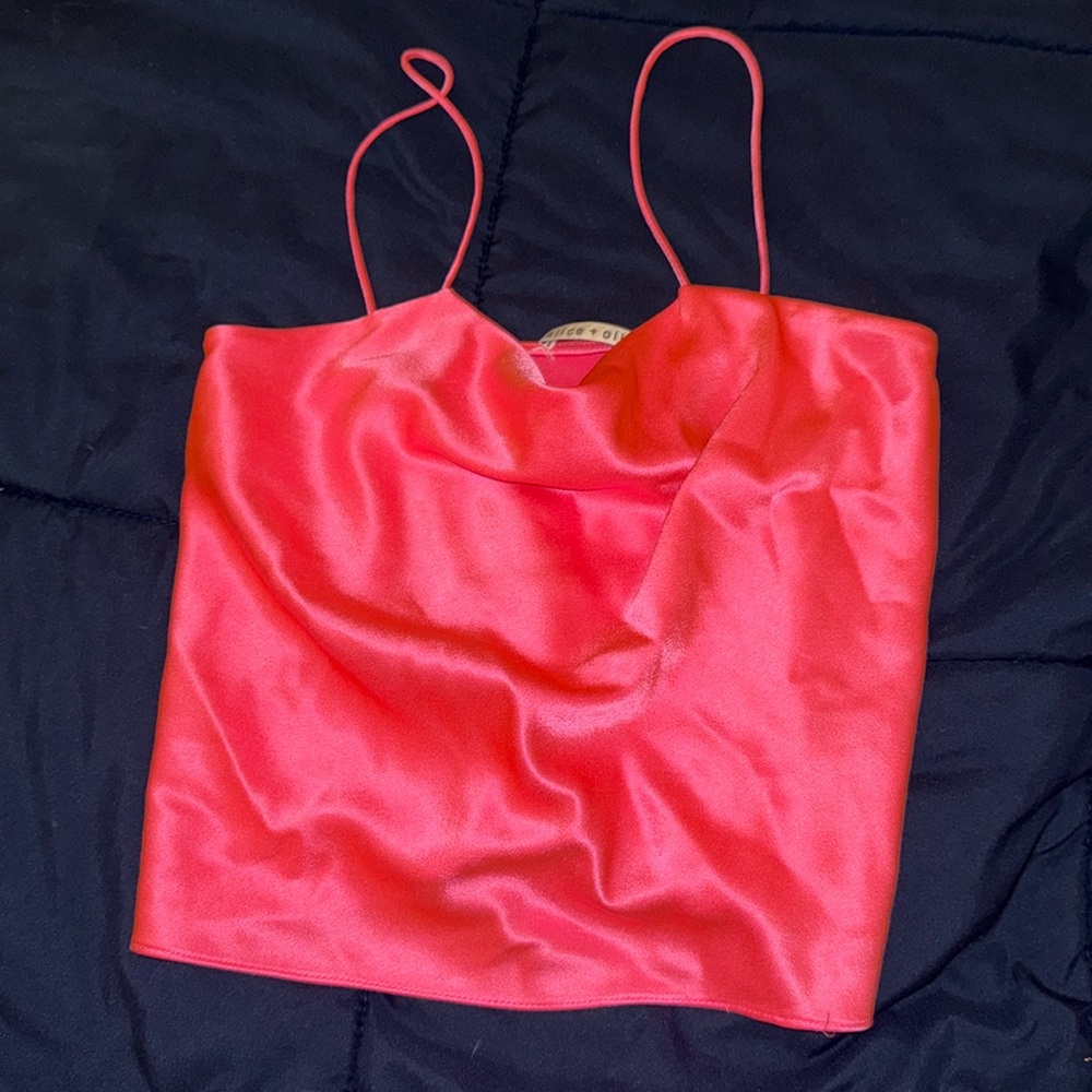 alice and olivia pink silk tank top